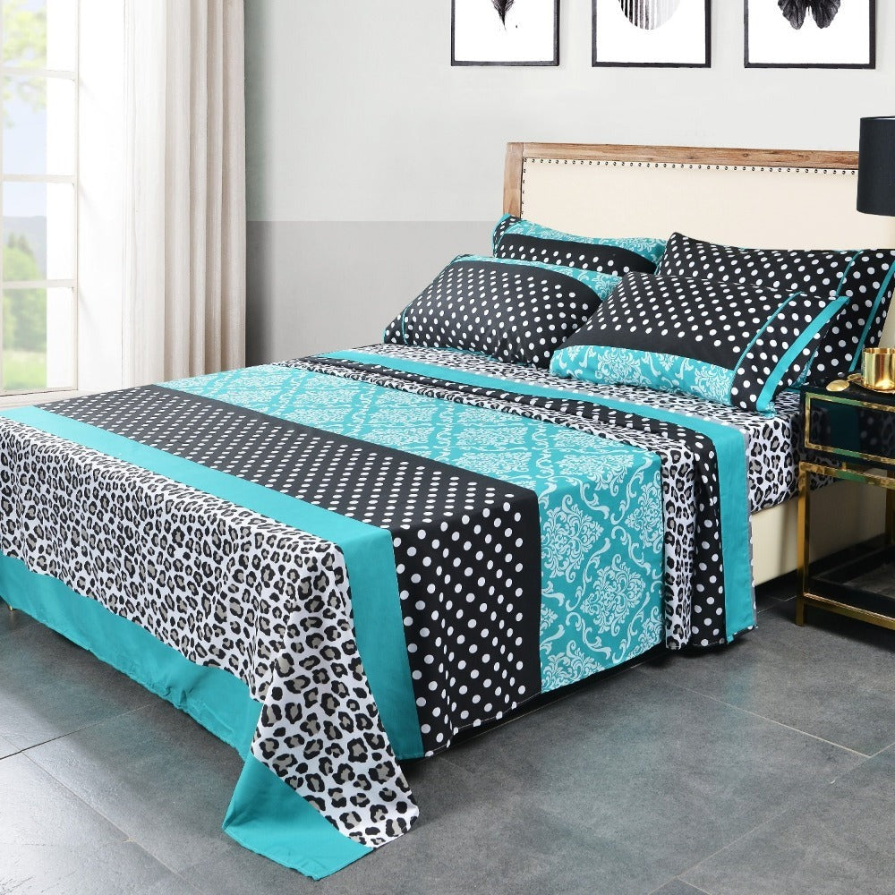 Microfiber Bed Sheet Set 4/6 Pcs ¨C Soft Breathable Patchwork Printed Bedding with Deep Pocket Fitted Sheet, Wrinkle-Resistant Easy Care ¨C Twin, Full, Queen, King Sizes Available