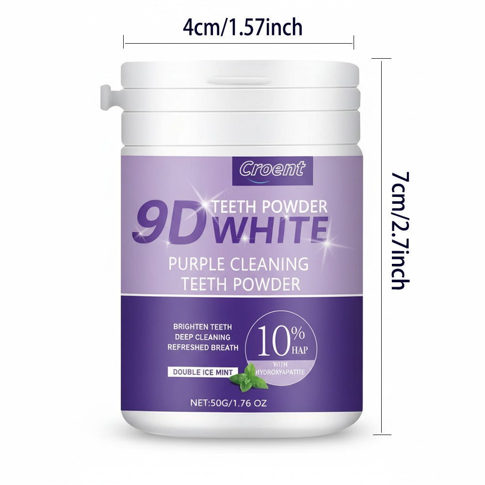 Purple Teeth Whitening Powder - 9D Color Correcting Tooth Powder for Brightening, 360¡ã Deep Cleansing & 12H Fresh Breath, 50g Natural Dental Whitening Powder by Brushing Only