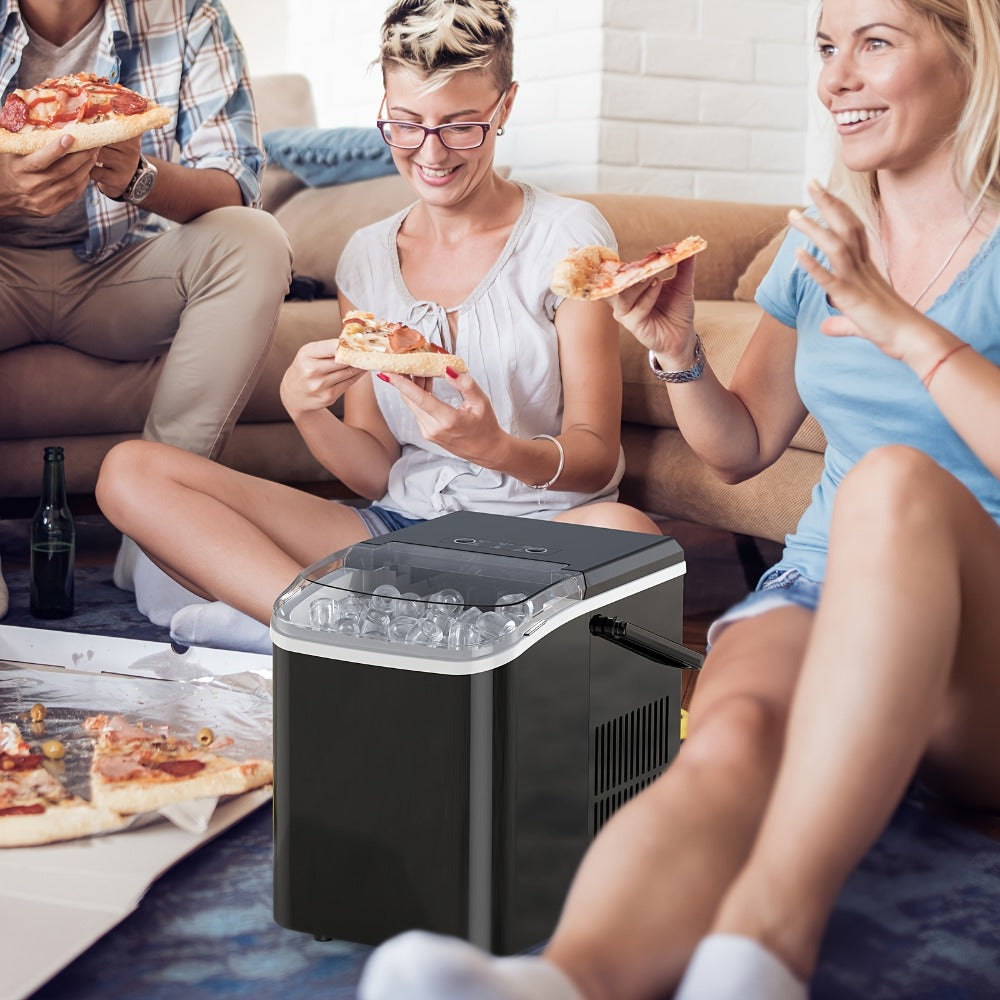 Countertop Ice Maker Machine Portable 9 Bullet Ice Cubes in 6 Minutes 26.5 Lbs Per 24 Hours 1.5L Water Tank Self-Cleaning with Handle Basket Scoop for Home Kitchen Office Bar Party Camping RV
