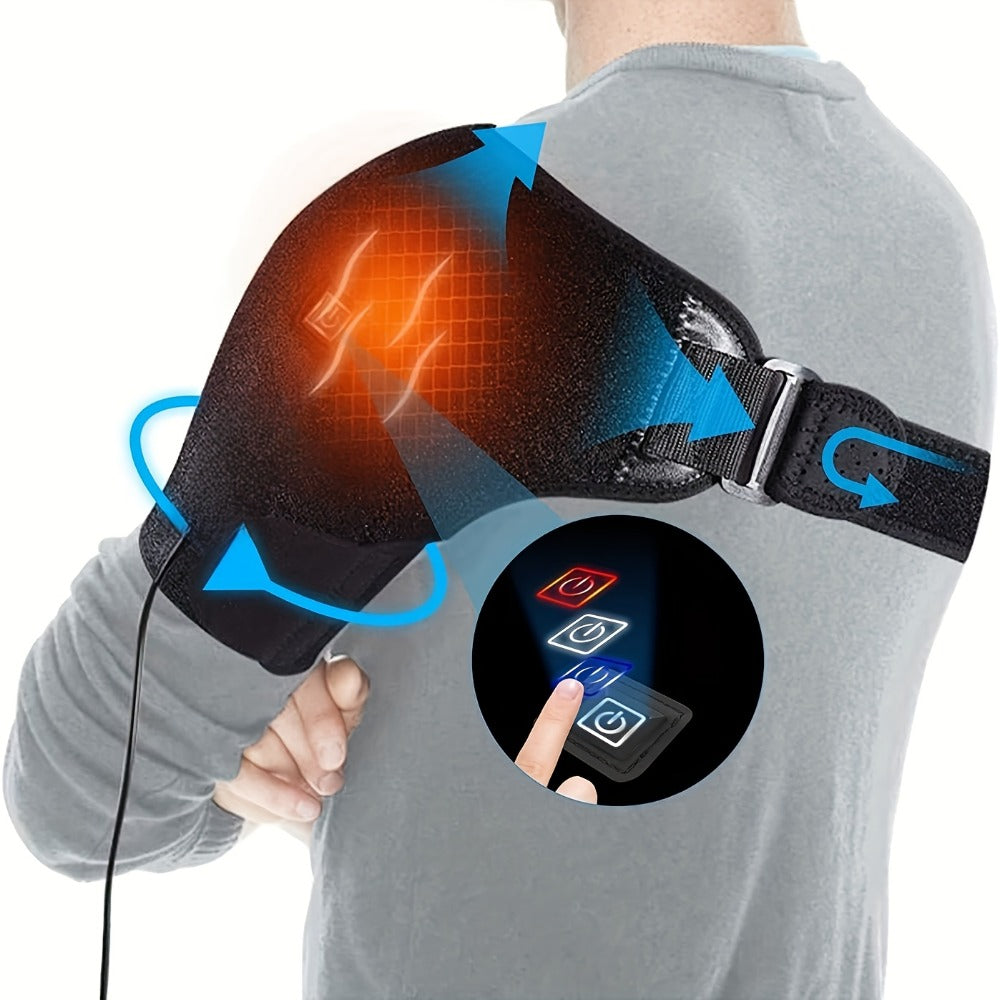 USB Heated Shoulder Pad with 3-Speed Temperature Control ¨C Electric Heating Wrap for Shoulder & Neck Pain Relief, Keep Warm Massage Tool, Gift for Men & Women