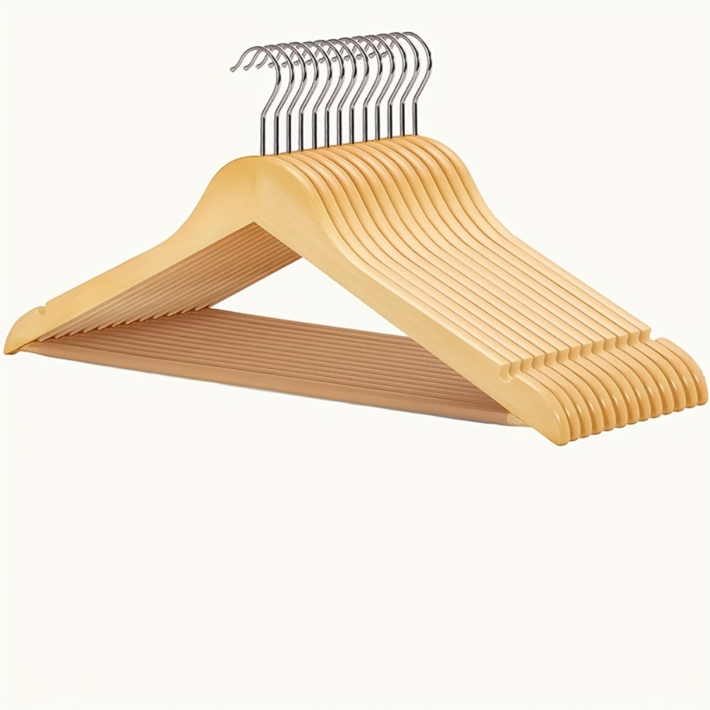 Premium Wooden Hangers with 360¡ã Rotatable Hook & Shoulder Grooves | Slim Durable Wood Coat Suit Hangers | 10 20 30 Pack Closet Organizer in Natural & Champagne
