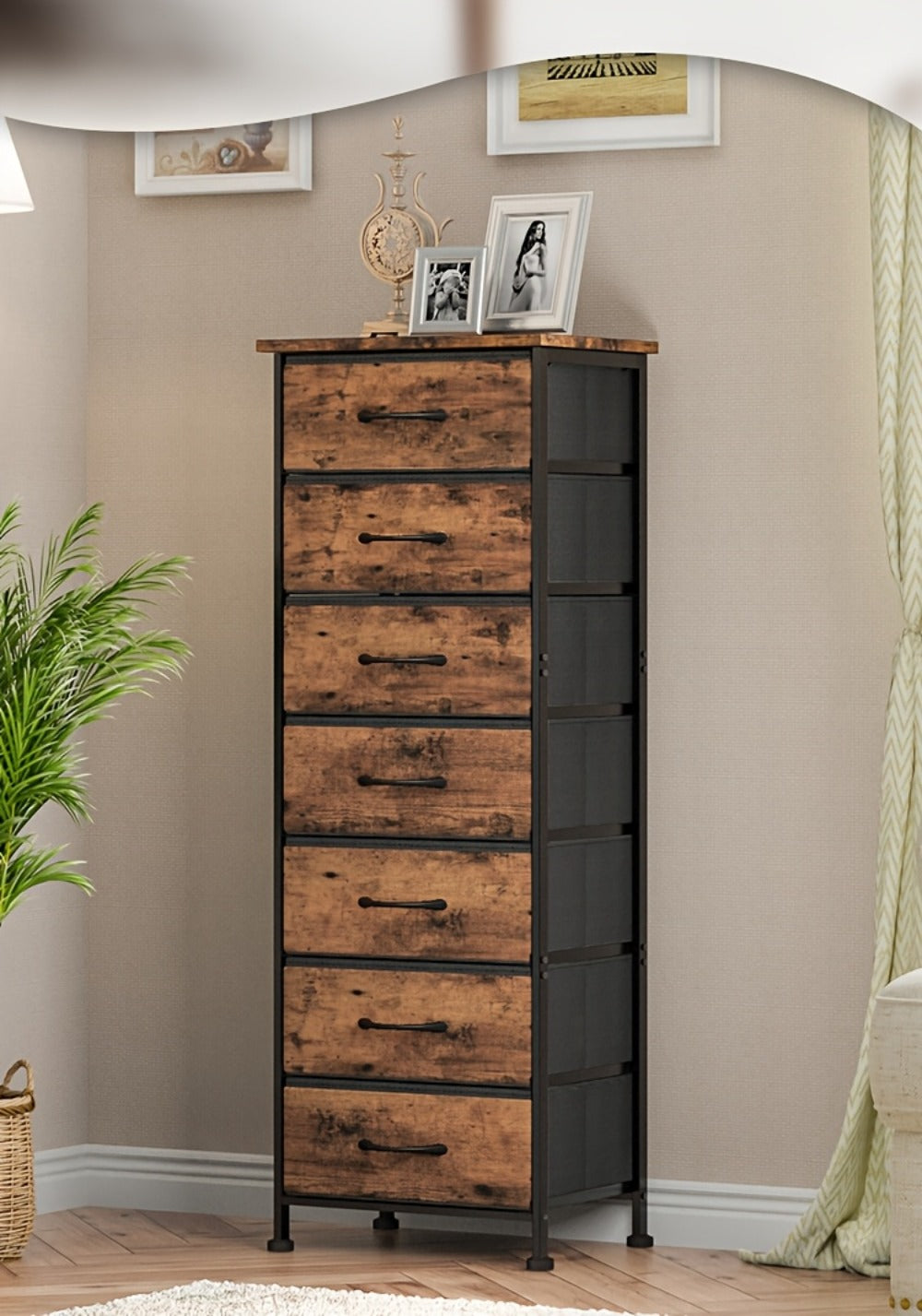 Tall Dresser with Fabric Drawers Storage Organizer 41-47 Inch 6 Drawer Chest for Bedroom Closet Entryway Clothing Storage 6 Colors