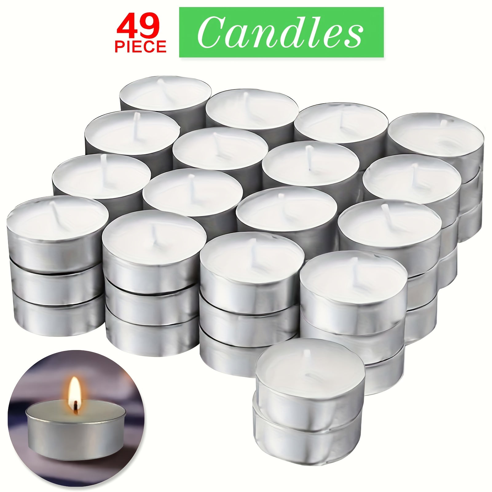 Tea Light Candles Unscented White - 49 or 99 Pack Smokeless Wax Tealights 2.5 Hour Burn for Weddings, Christmas, Halloween, Birthday Party & Holiday Home Decor