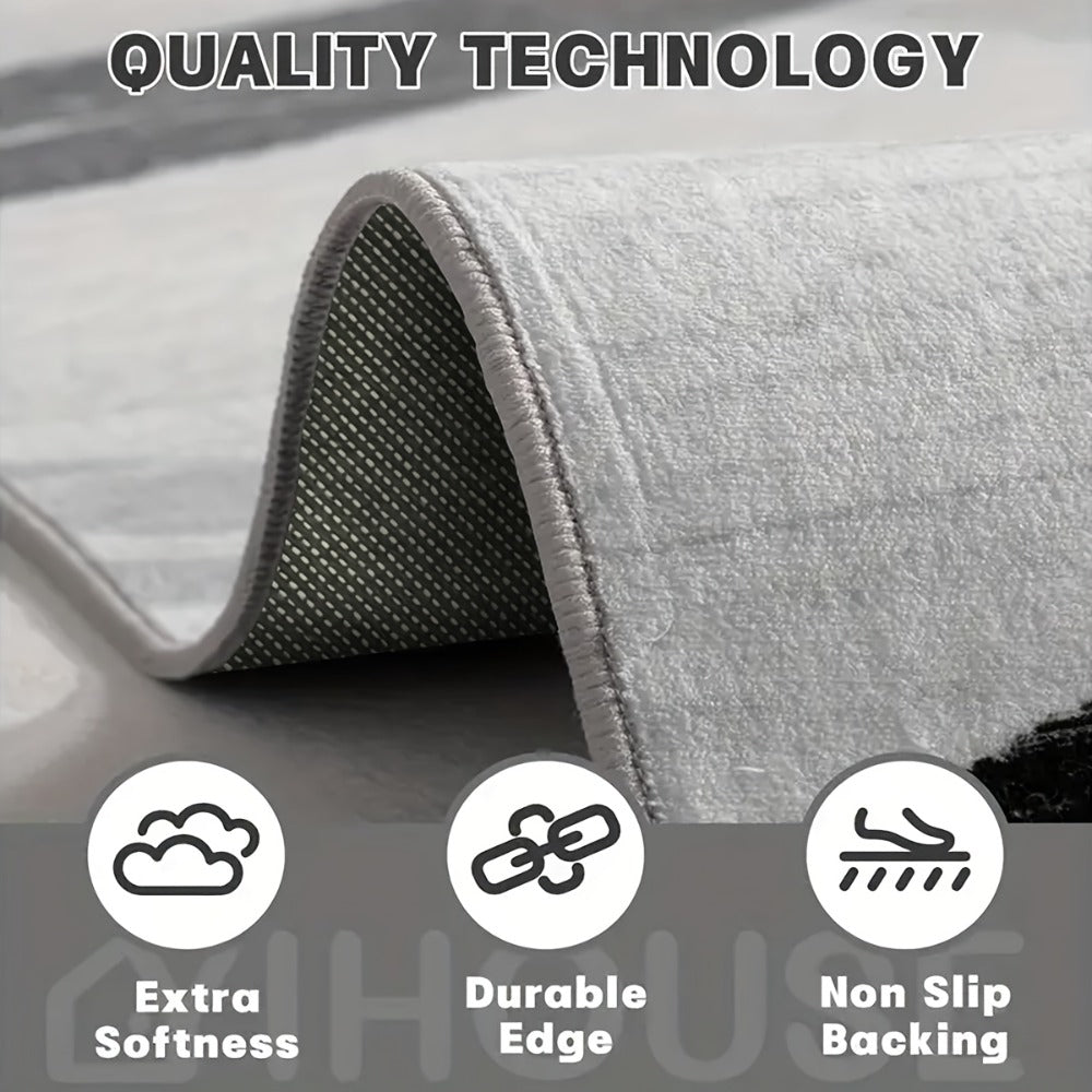 Stone Texture Non-Slip Area Rug Machine Washable Soft Floor Mat for Living Room Bedroom Terrace Camping Rectangular