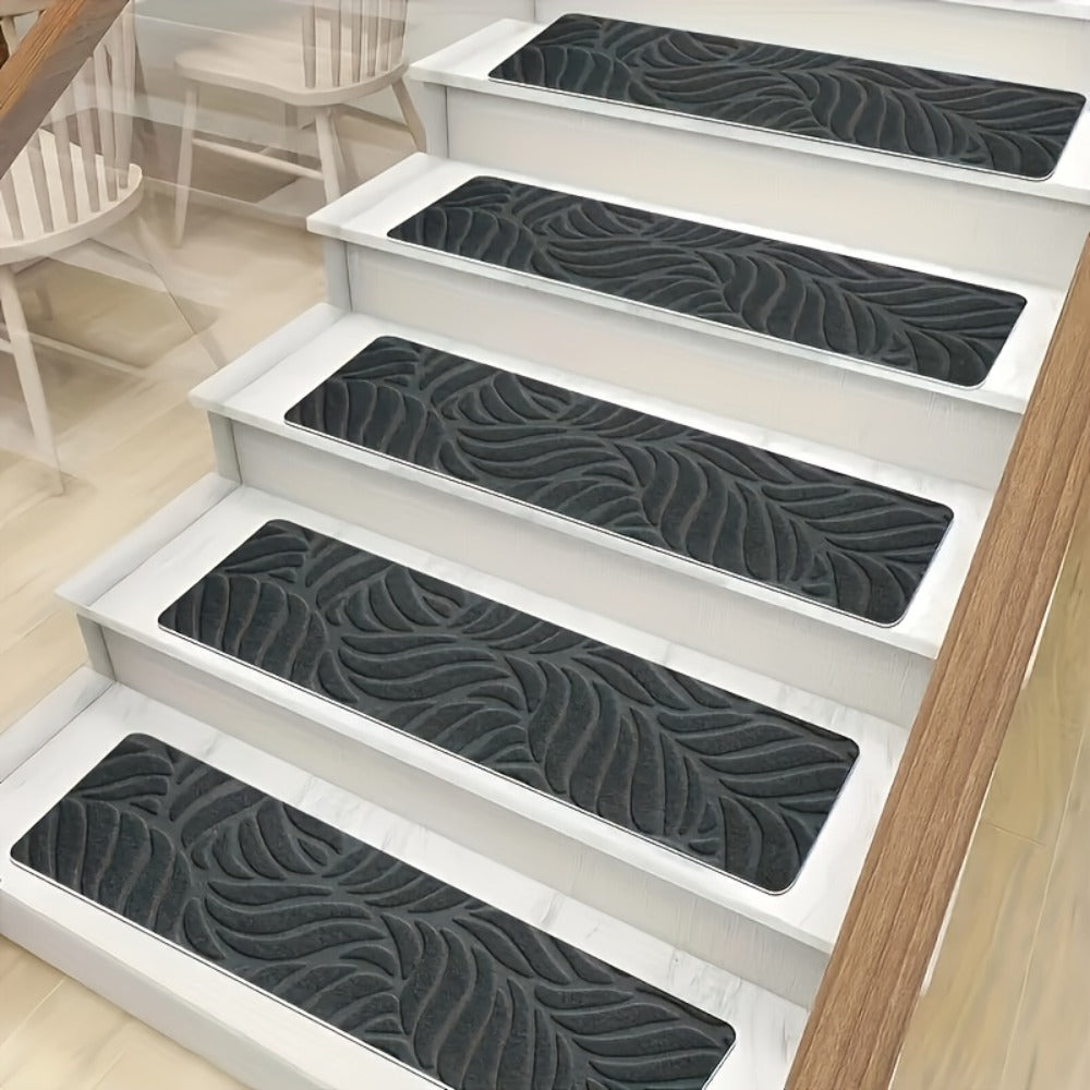 Non-Slip Stair Treads 15 Pack ¨C Self-Adhesive Indoor Stair Mats for Wooden Steps, Washable Polyester Carpet Runners, Protects Stairs & Prevents Slipping for Kids, Pets & Elderly