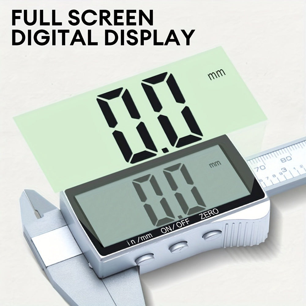 Digital Caliper 0-6 Inch 150mm, Stainless Steel Vernier Caliper with LCD Display, Inch/Metric Conversion, Precision Measuring Tool for Woodworking Jewelry Machinist