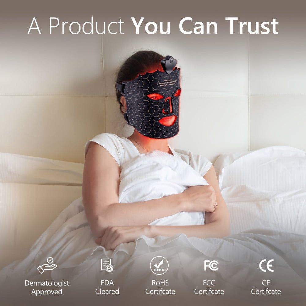 Red Light Therapy Face Mask 7 Color LED ¨C FDA Cleared Silicone Mask for Anti-Aging, Wrinkles, Acne & Skin Whitening, Eye Protection, USB Rechargeable