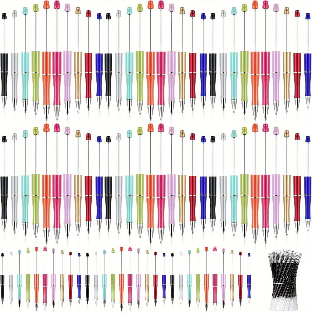 Beadable Pens Bulk 40/60pcs, DIY Bead Ballpoint Pens with Black Ink Shaft, Assorted Random Colors for DIY Crafts, School Office Teachers Bridal Shower Graduation Gifts