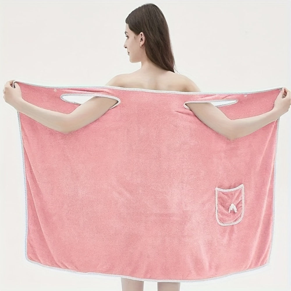 Wearable Bath Towel Wrap Coral Fleece Bow-Knot Strapless Bathrobe Quick Dry Absorbent 260GSM Soft Skin-Friendly Adult Shower Towel for Bathroom Beach Spa Light Purple Pink