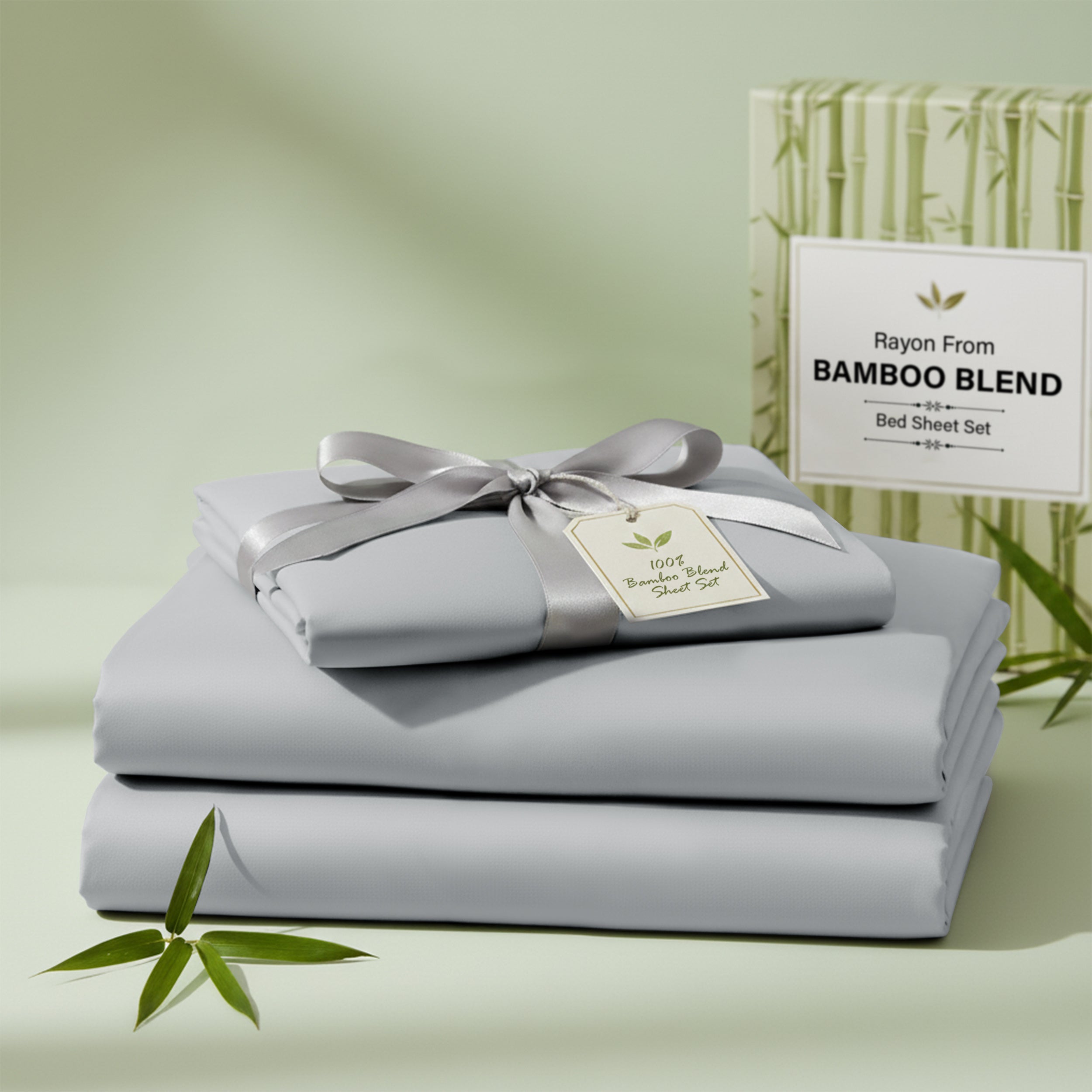 Bamboo Blend Bed Sheet Set 4 Piece 30% Bamboo Viscose 70% Polyester Cooling Deep Pocket 16 Inch Wrinkle-Resistant Moisture-Wicking Twin Full Queen King Cal King