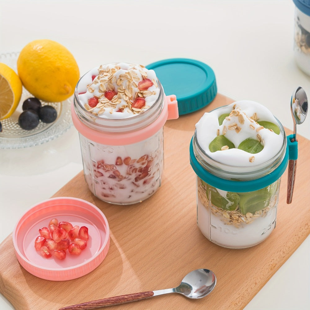 Overnight Oats Cups with Flip-Top Lids Meal Prep Jars Portable Containers for Cereal Yogurt Smoothies On-the-Go Meals Set of 4 or 6 Packs