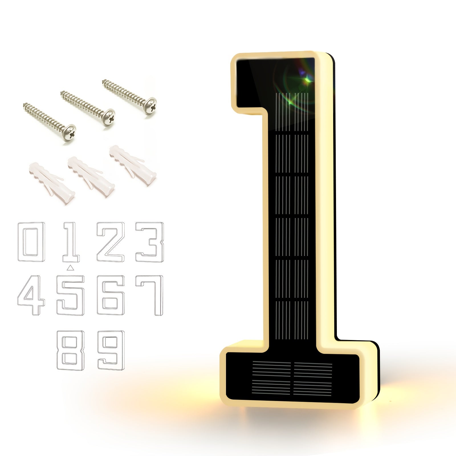 LED Solar House Number Light 6.7 Inch Wall Mounted ¨C Smart Sensor Illuminated Address Number for Home Decor, No Wiring Energy-Saving Solar Powered Outdoor Light