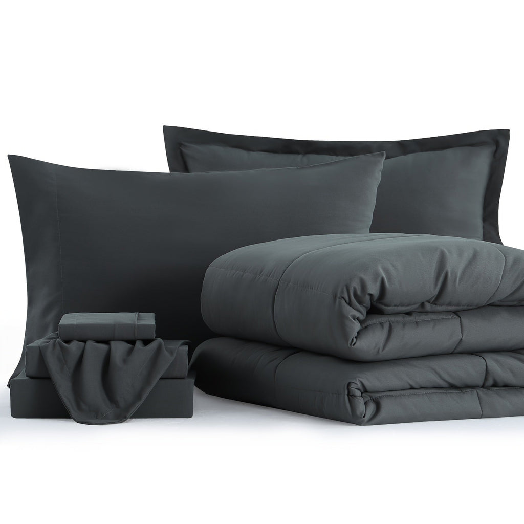7 Piece Comforter Set Luxury Soft Fluffy Bedding All Season Bed in a Bag with Comforter Fitted Sheet Flat Sheet Pillowcases Hypoallergenic Breathable Easy Care Queen King Twin XL Full