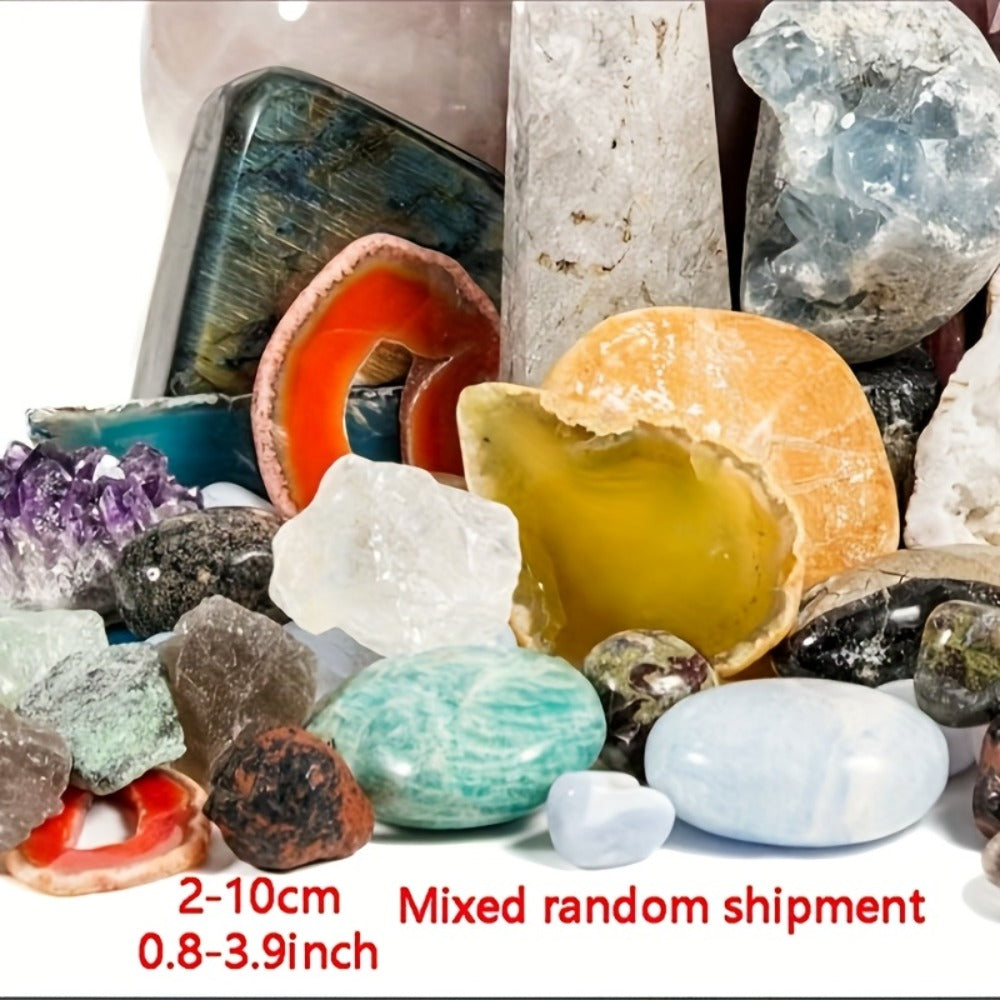 Crystal Gift Box Set 450g ¨C Raw Stones, Agate & Crystal Carvings Collection Box for Home Decor, Office Ornaments & Holiday Gifts ¨C 1LB Mixed Healing Crystal Set