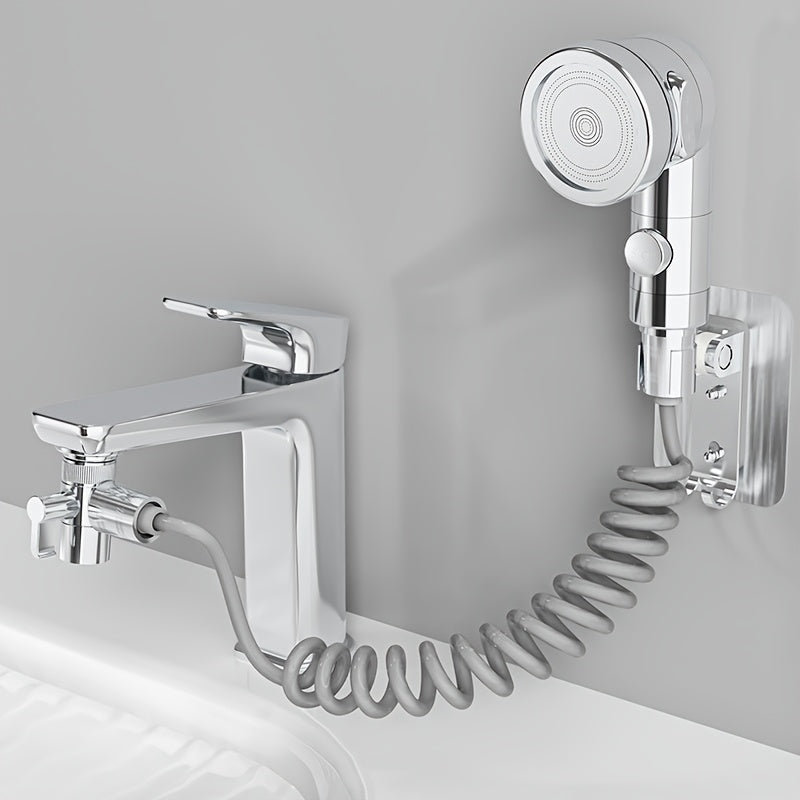 Faucet Extender Pull-Out Retractable Showerhead for Washbasin - Hot & Cold Compatible Hair Washing Sink Sprayer, Basin Extension Attachment for Bathroom Sink, 1-Speed & 3-Speed Options