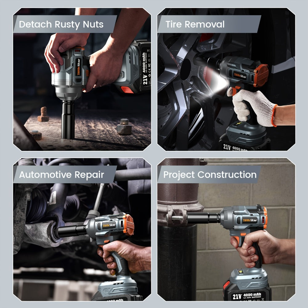 Electric Ratchet Wrench Set 3/8 Inch with 400Nm Impact Wrench - Variable Speed Trigger Batteries Fast Charger 1/4 Inch Adapter Cordless Power Tool Kit | Automotive Home Repair DIY