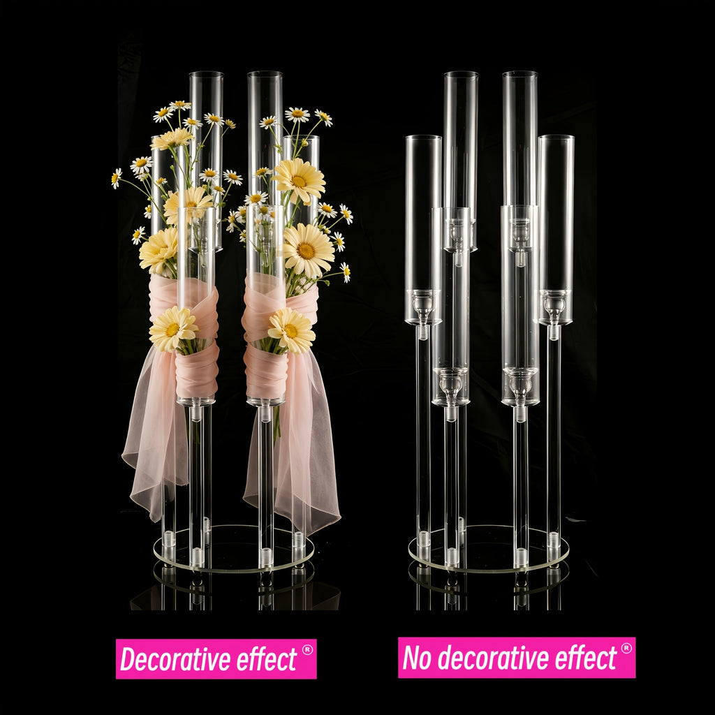 Acrylic Candelabra Candle Holder ¨C Clear Crystal 5-Arm & 6-Arm Taper Candlestick Holders for Wedding Centerpiece, Dining Table, Party & Anniversary Decor
