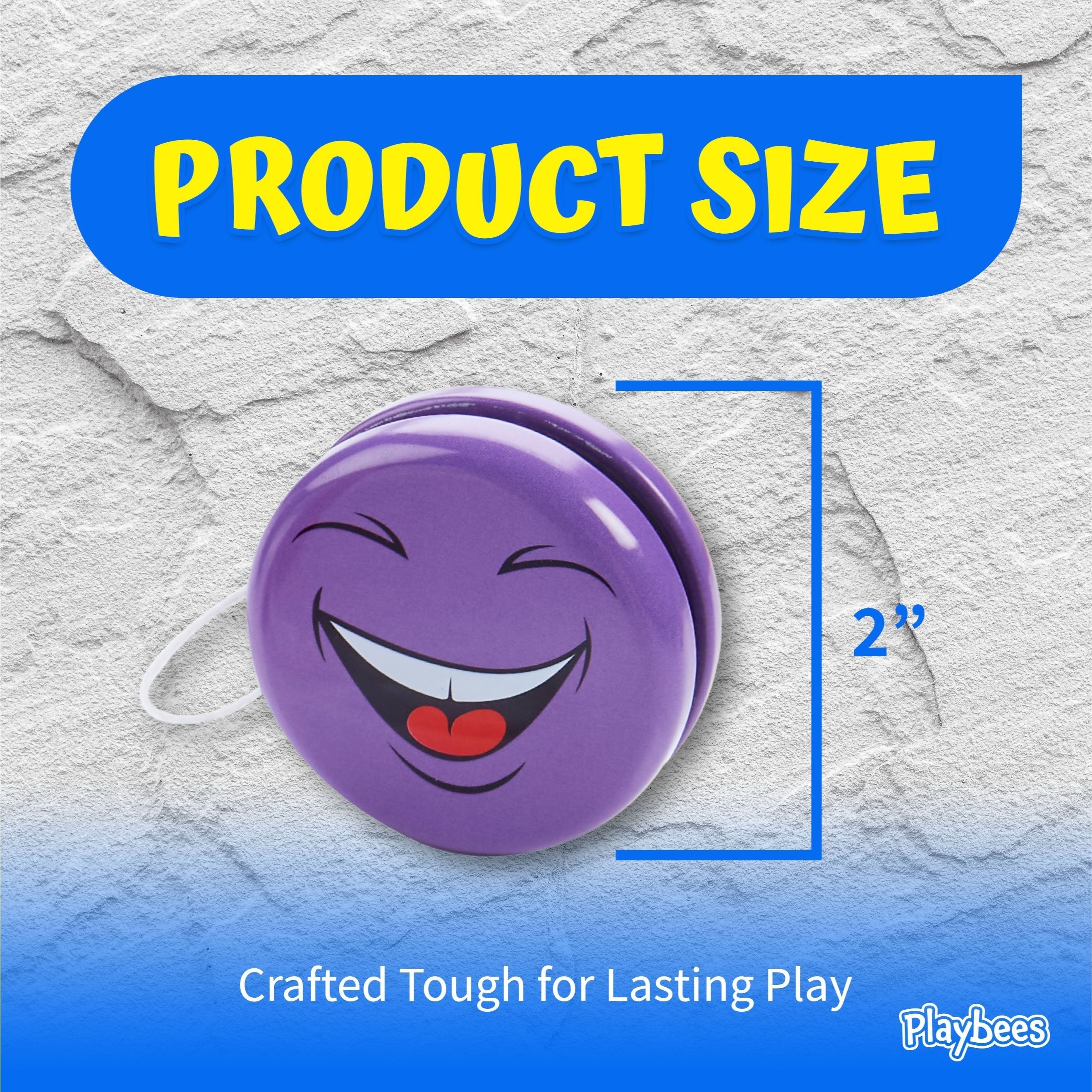 Smiley Face Yo-Yos Bulk 12 or 24pcs Metal 2 Inch Assorted Colors Kids Party Favors Birthday Giveaways Goody Bag Fillers