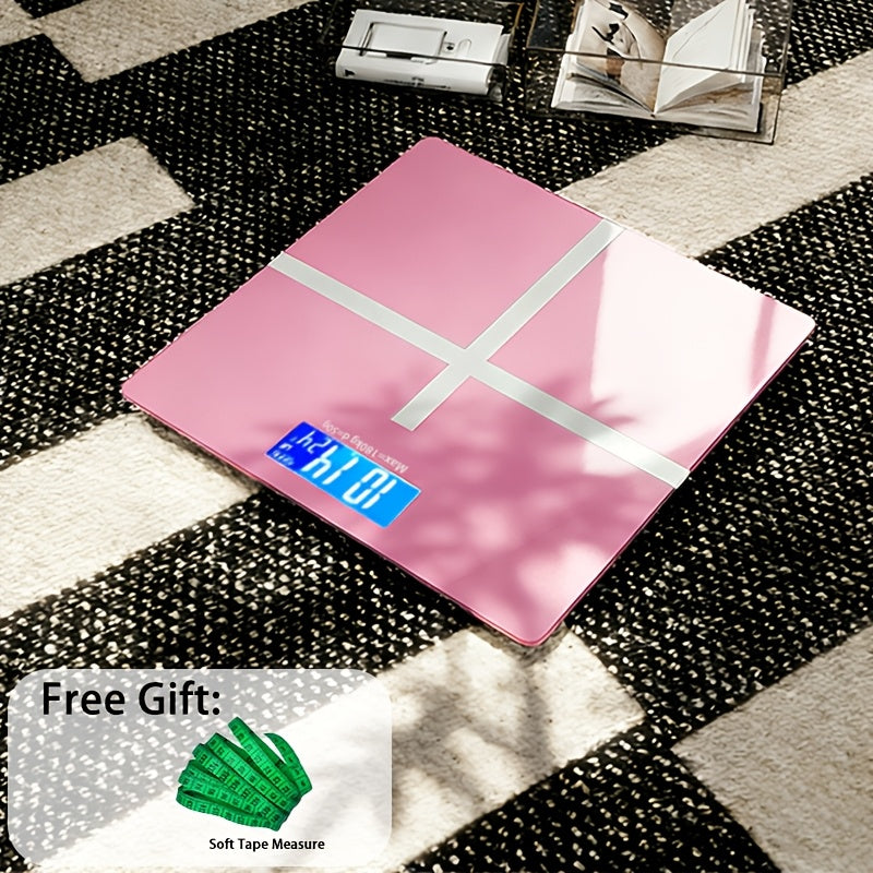 Digital Bathroom Scale High Precision ¨C 396 lb Capacity Electronic Weight Scale with LCD Display, Available with Tape Measure & Storage Rack, Compact Body Weight Scale for Home Bathroom & Fitness