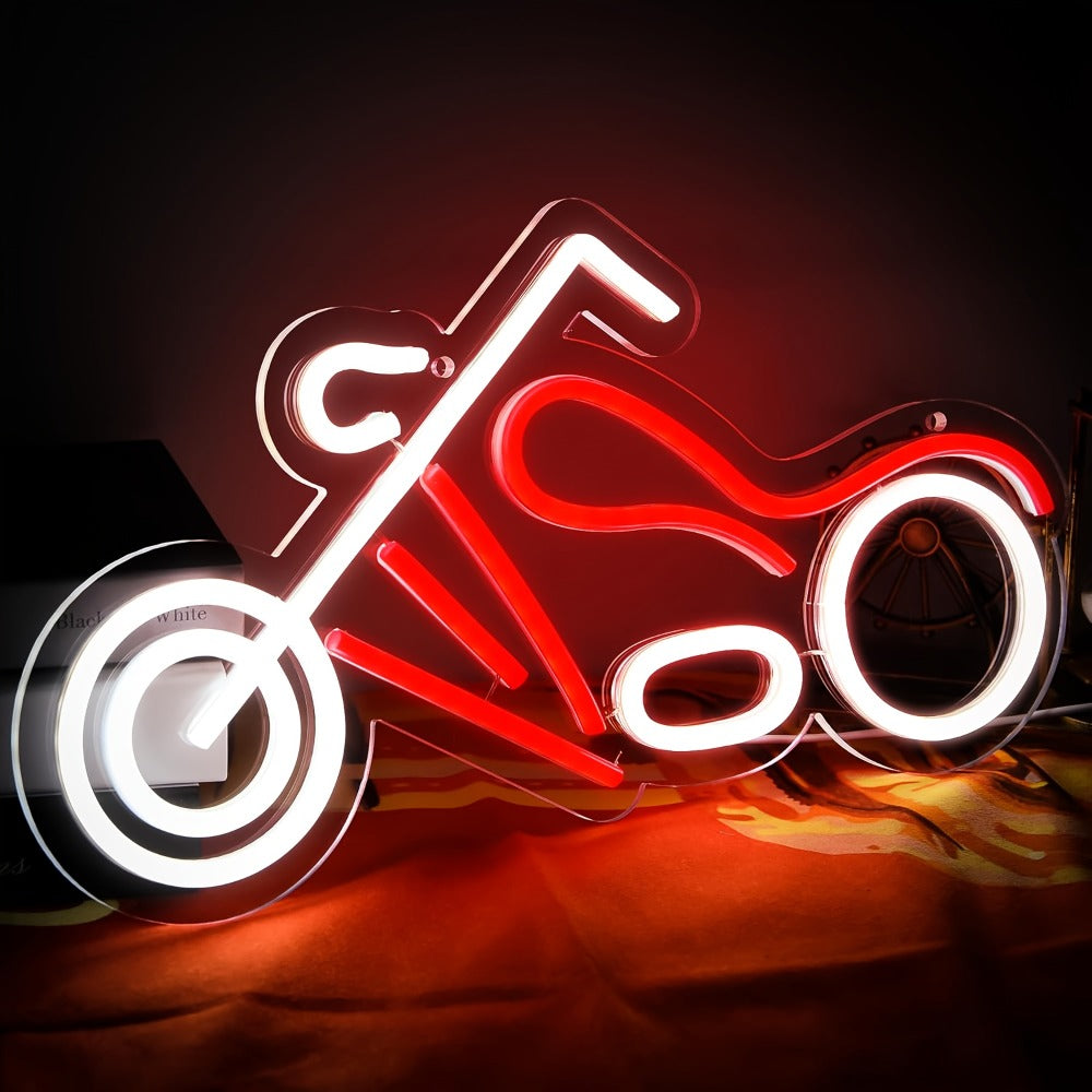 Motorcycle Neon Sign LED Wall Light USB Dimmable, Garage Decor Neon Light for Man Cave Car Room Repair Shop Workshop, Wall Mounted Logo Decoration Light 16.1¡± x 8.6¡±