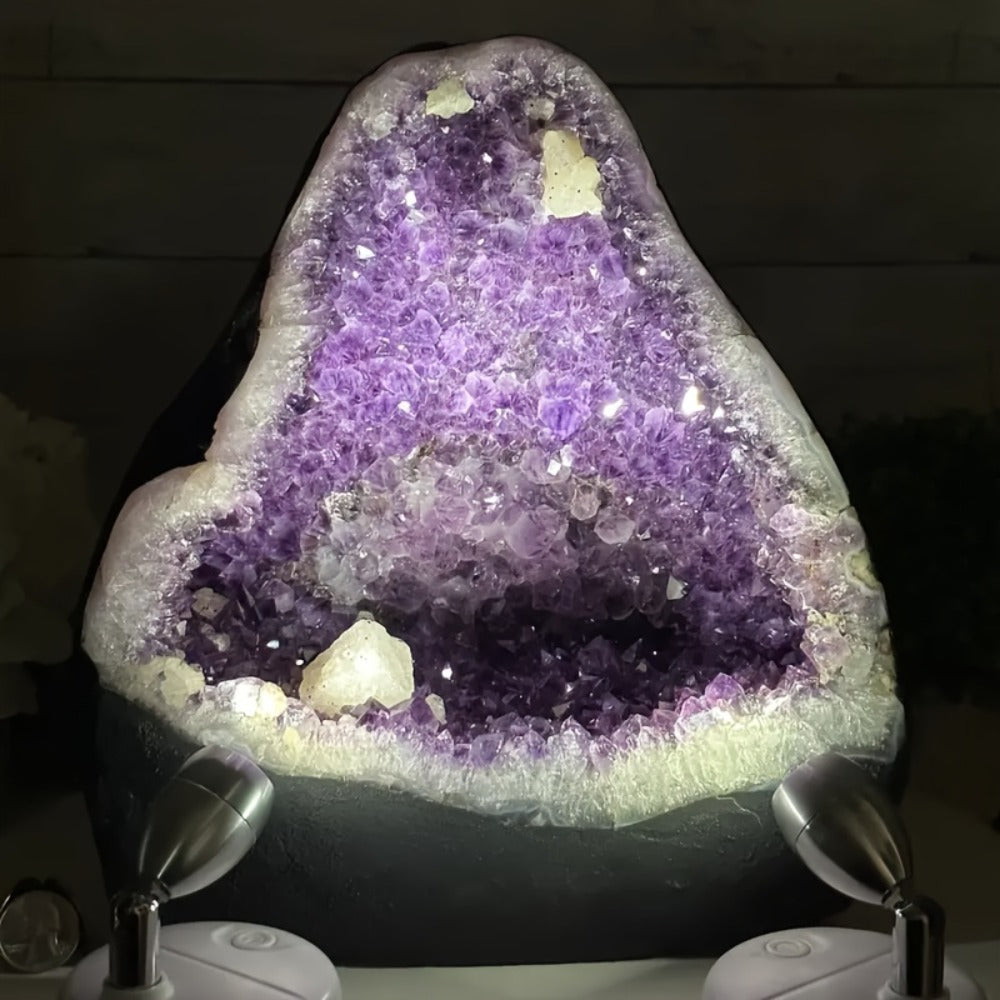 Amethyst Crystal Cave Cluster Natural Uruguayan Polished Edges Geode Home Office Decor Meditation Healing Crystal Birthday Holiday Hanukkah Thanksgiving Gift