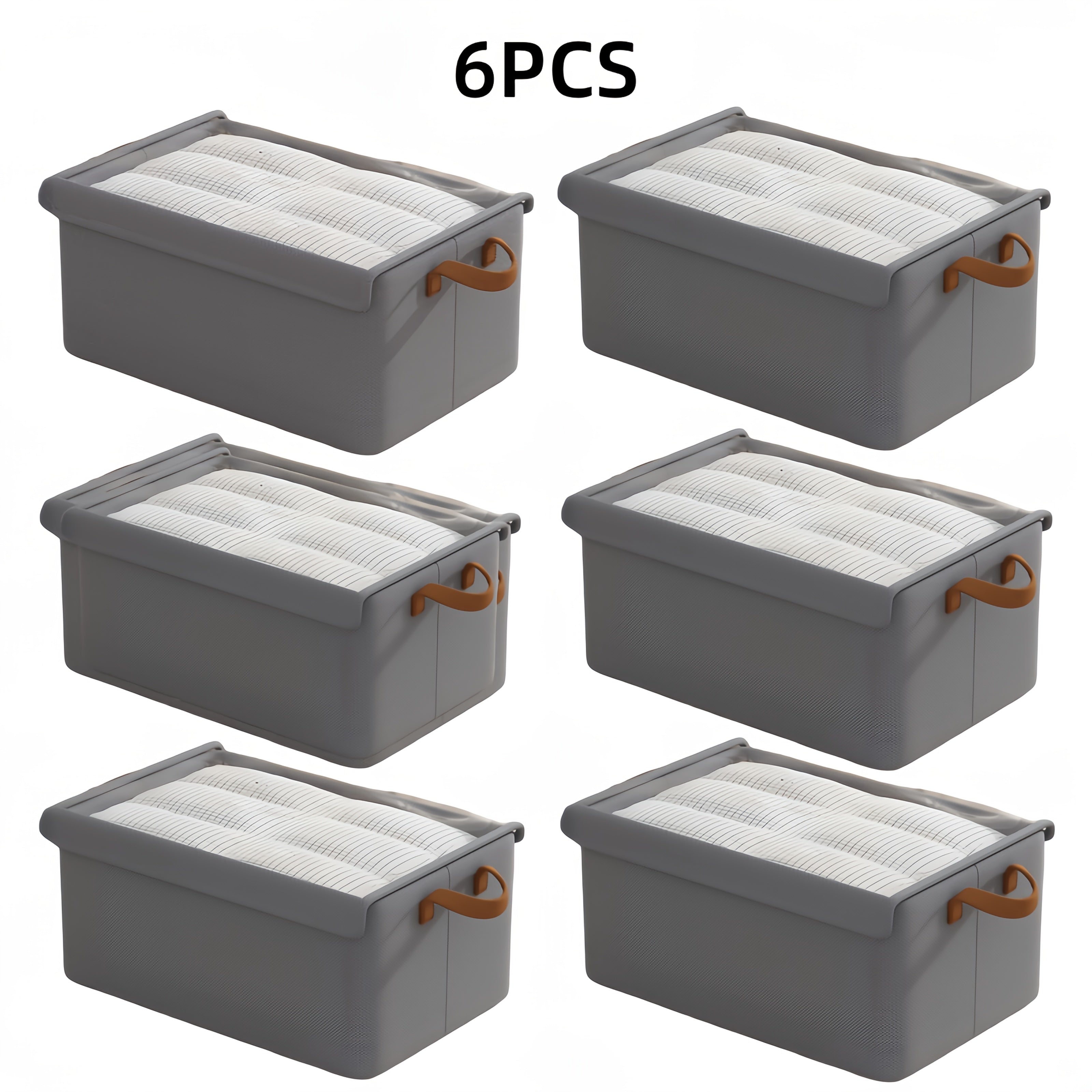 Foldable Storage Boxes with Clear Lids & Handles Large Collapsible Organizer Bins for Clothes, Blankets & Bedding ¨C Bedroom, Wardrobe & Under Bed Storage, 4 or 6 Pack
