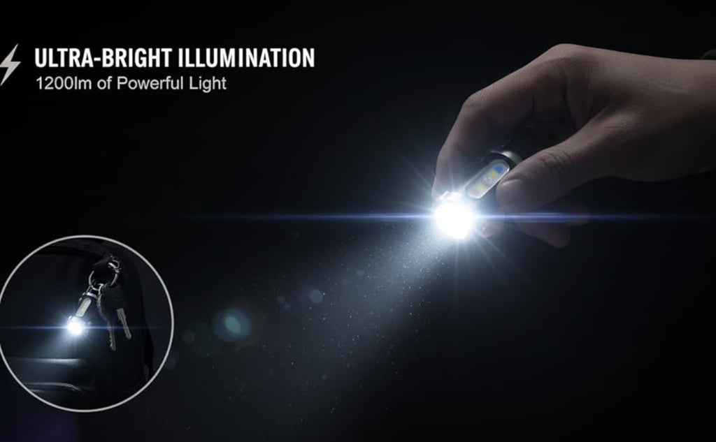 Mini Keychain Flashlight 4 Pack USB Rechargeable, 1200 Lumens 7 Modes Compact EDC Pocket Flashlight with Phone Charging Function, Clip-On Portable Torch for Hiking Camping Emergency Outdoor Survival