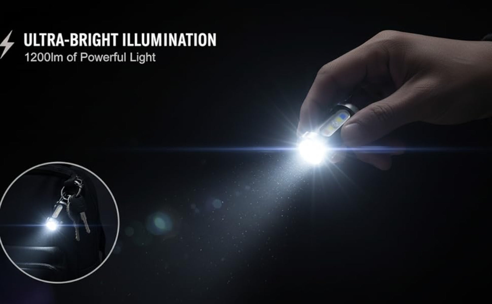Mini Keychain Flashlight 4 Pack USB Rechargeable, 1200 Lumens 7 Modes Compact EDC Pocket Flashlight with Phone Charging Function, Clip-On Portable Torch for Hiking Camping Emergency Outdoor Survival