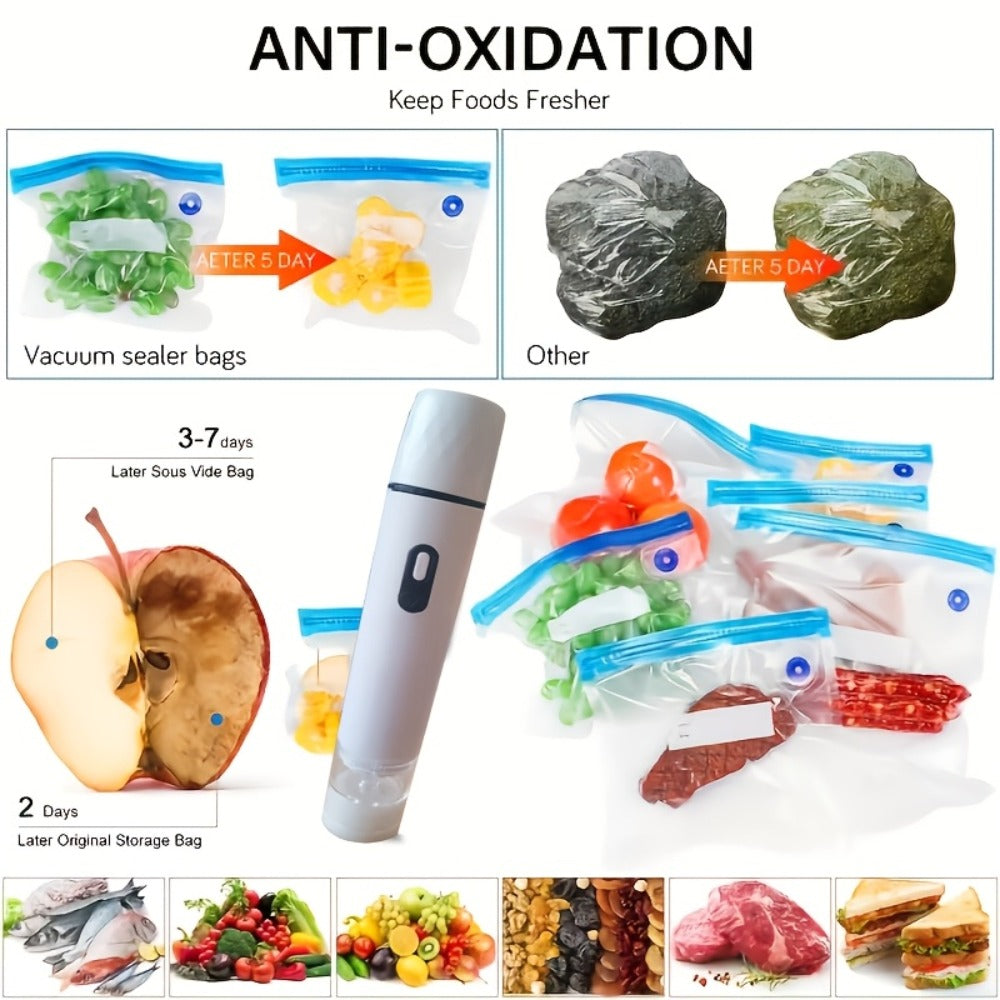 Handheld Vacuum Sealer Machine for Food Storage Portable Food Vacuum Preservation Device with 15 or 30 Vacuum Bags ¨C Powerful Compact Vacuum Sealing Machine for Freshness