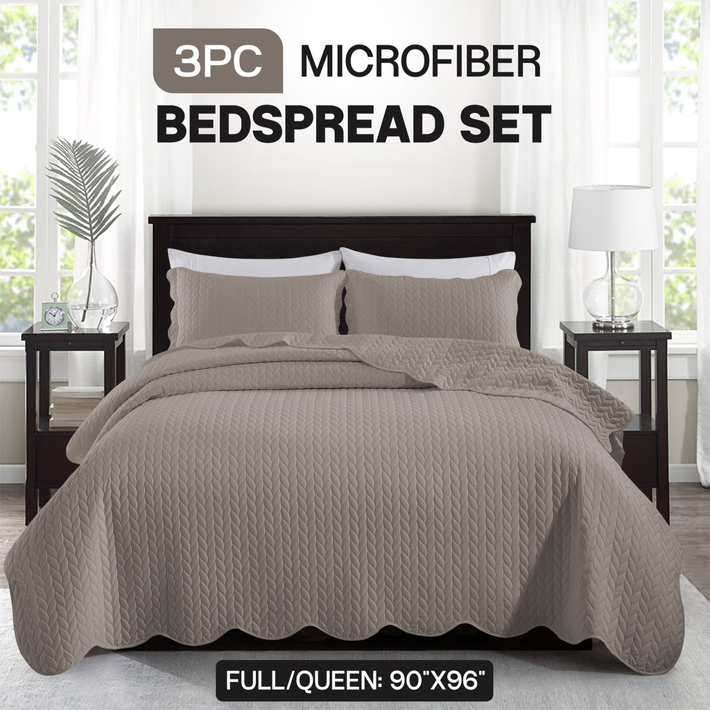 Bedspread Set 3-Piece Microfiber Floral Coverlet with Pillow Shams - Soft Breathable Lightweight All-Season Bed Cover for Queen King Twin California King