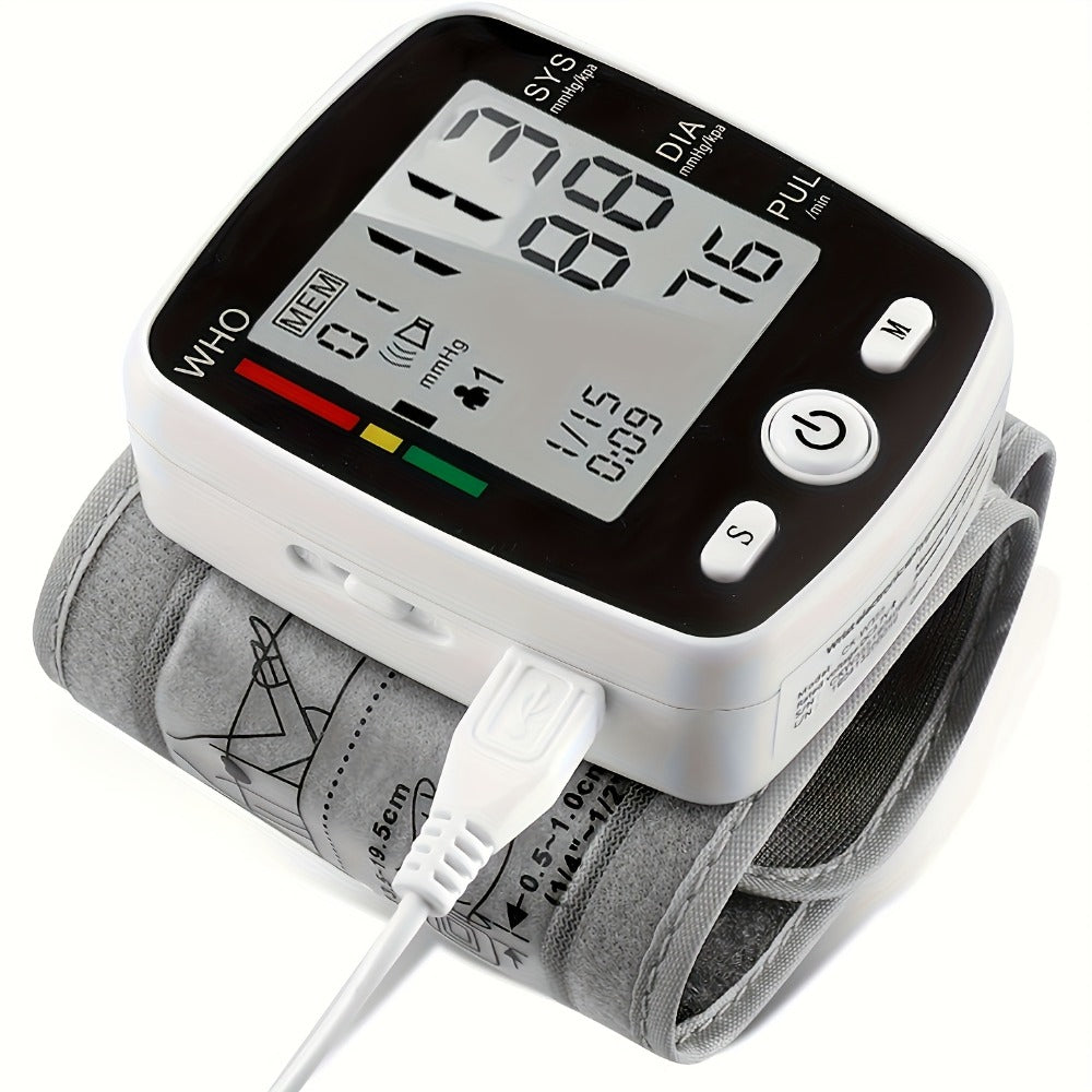Wrist Blood Pressure Monitor - Digital BP Monitor Rechargeable with 2¡Á99 Memory, Large LCD Display, Voice Broadcast & Portable Case for Home & Travel Use (Black / White / BP188W)