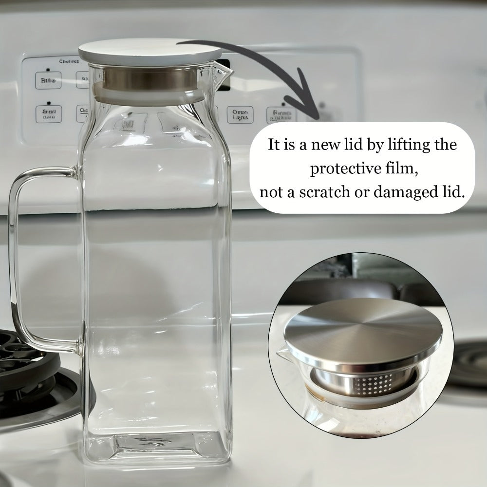Glass Pitcher with Lid & Handle 2L 68oz ¨C Square Borosilicate Water Jug, Heat Resistant Carafe for Fridge, Iced Tea, Coffee & Cold Drinks ¨C 2 or 4 Pack with Optional 16oz Cups