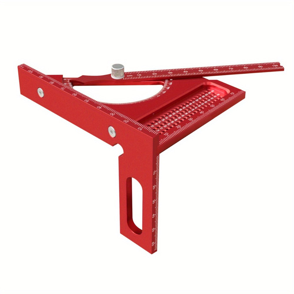 Adjustable 3D Carpentry Square Set 180¡ã Rotating Aluminum Alloy Triangle Ruler T-Square with Scribing Holes Red Black Markings Woodworking Measurement Tool