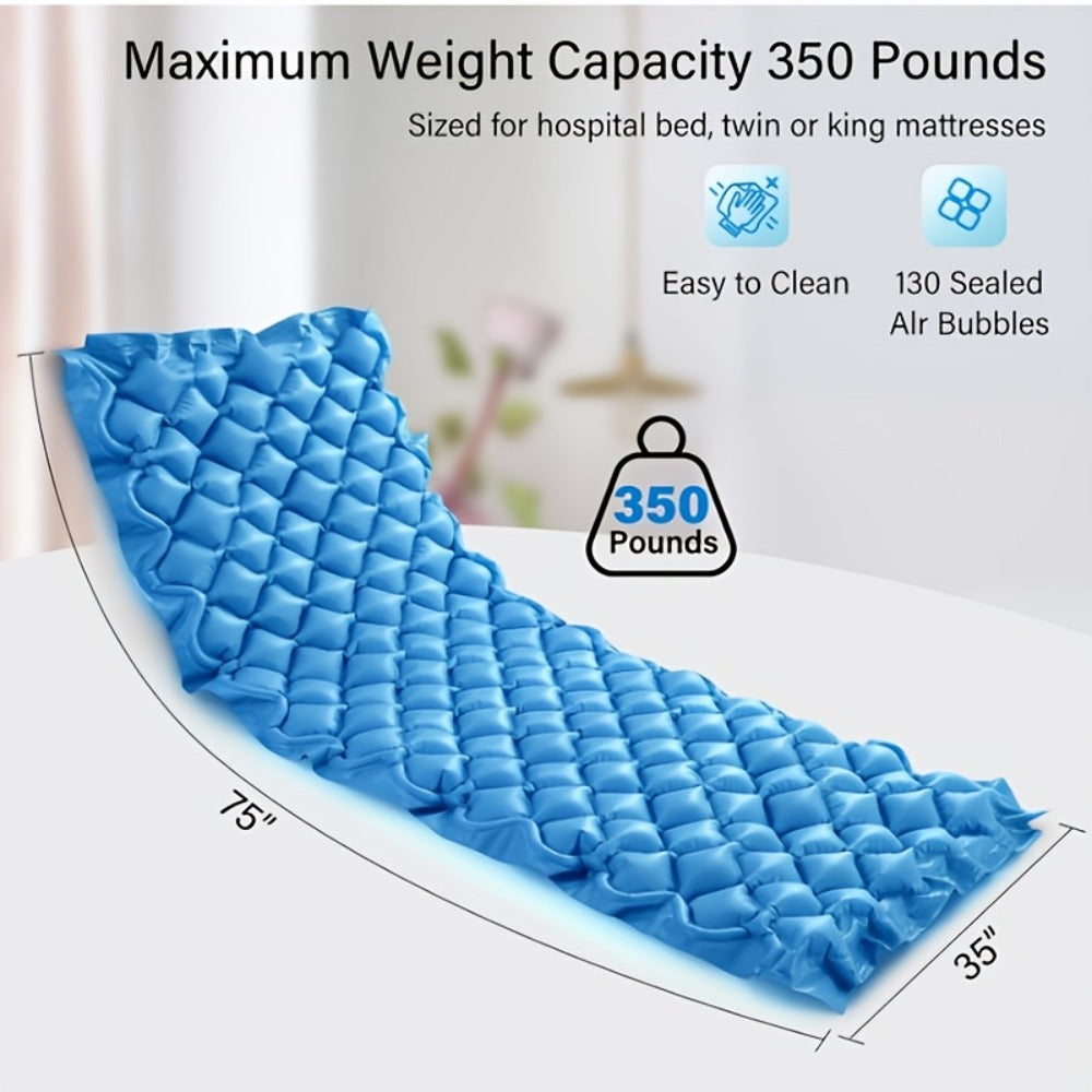 Alternating Pressure Mattress Pad Anti-Bedsore 130 Air Bladders Whisper-Quiet Pump 35x80x3 Inch Pressure Relief for Bedridden Patients Home Hospital Care