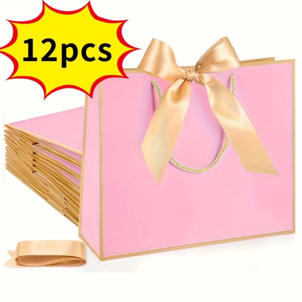 Gift Bags with Handles for Party Favors - Butterfly Ribbon Thank You Bags Wedding Baby Shower Birthday Bridesmaid Housewarming Autumn Celebration Elegant Packaging 12 24 36pcs
