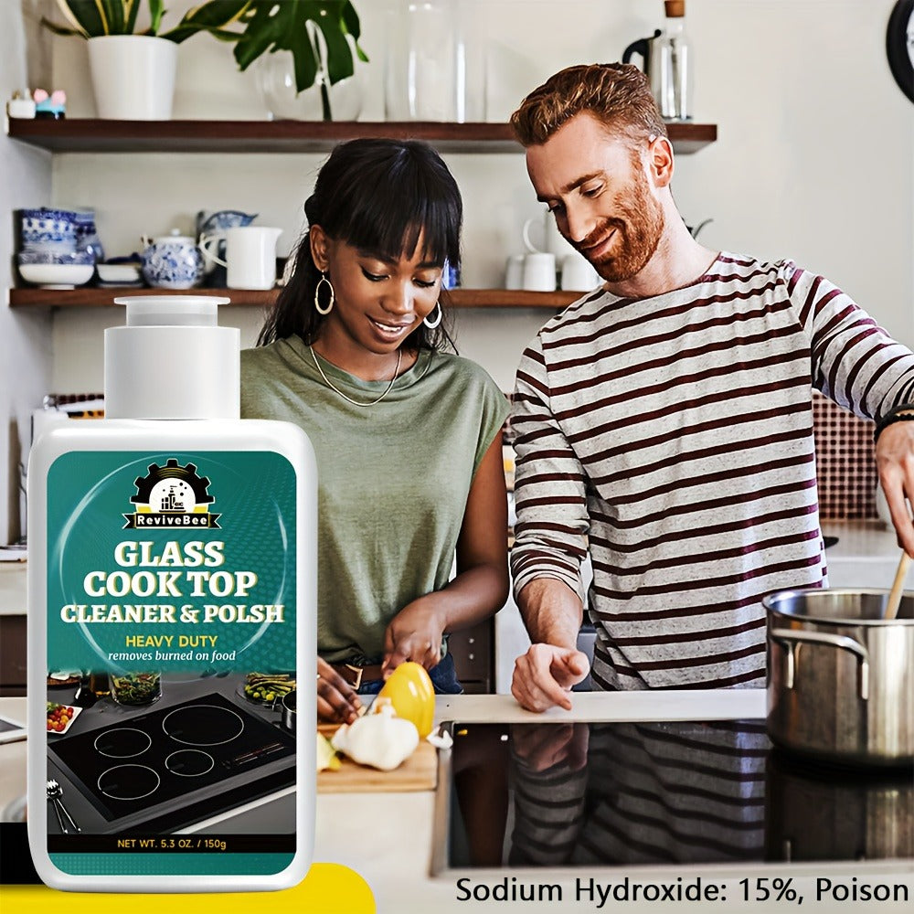 Glass Cooktop Cleaner and Polish ¨C Powerful Stain Remover, Removes Oil Film, Water Spots & Burnt-On Residue, Long-Lasting Surface Protection for Ceramic & Induction Cooktops ¨C 5 Pack Value Set