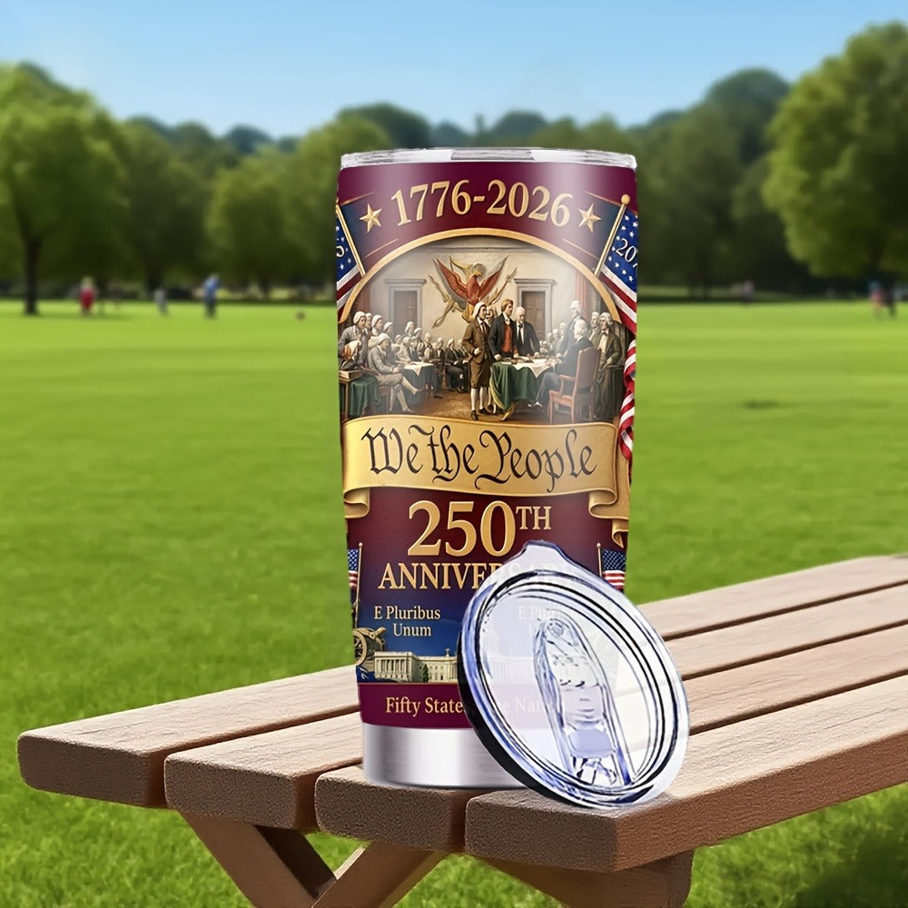 Travel Tumbler 20oz 250th Anniversary Whiskey Bottle Design Stainless Steel Insulated Cup with Lid & Straw Hot Cold Drinks Gift for Men Collectors Father's Day
