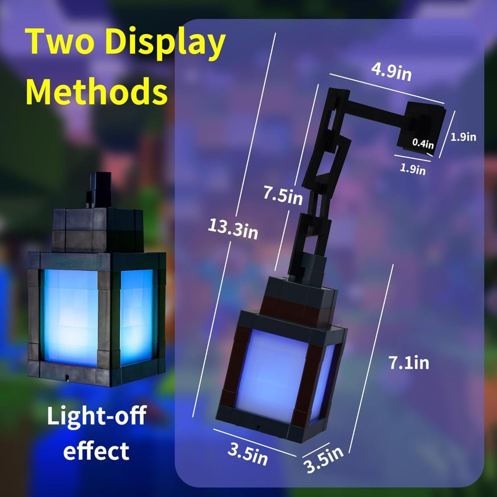 Pixel Lantern Night Light 16 RGB Colors USB Rechargeable Remote Control Wall Mounted Ambient Mood Light Bedside Lamp for Gaming Room Bedroom Kids Room Halloween Christmas Birthday Gift Decor