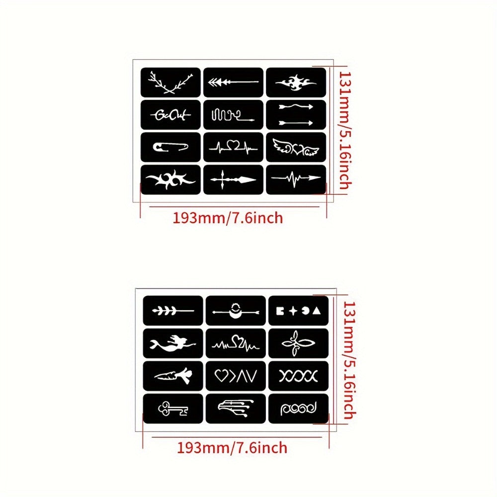 Stick and Poke Tattoo Kit - DIY Manual Tattoo Pen Hand Tool Set with 7 Color Inks, Needles, Bandage & 2 Hollow Stencil Templates for Tattoo Artists & Beginners Home Use