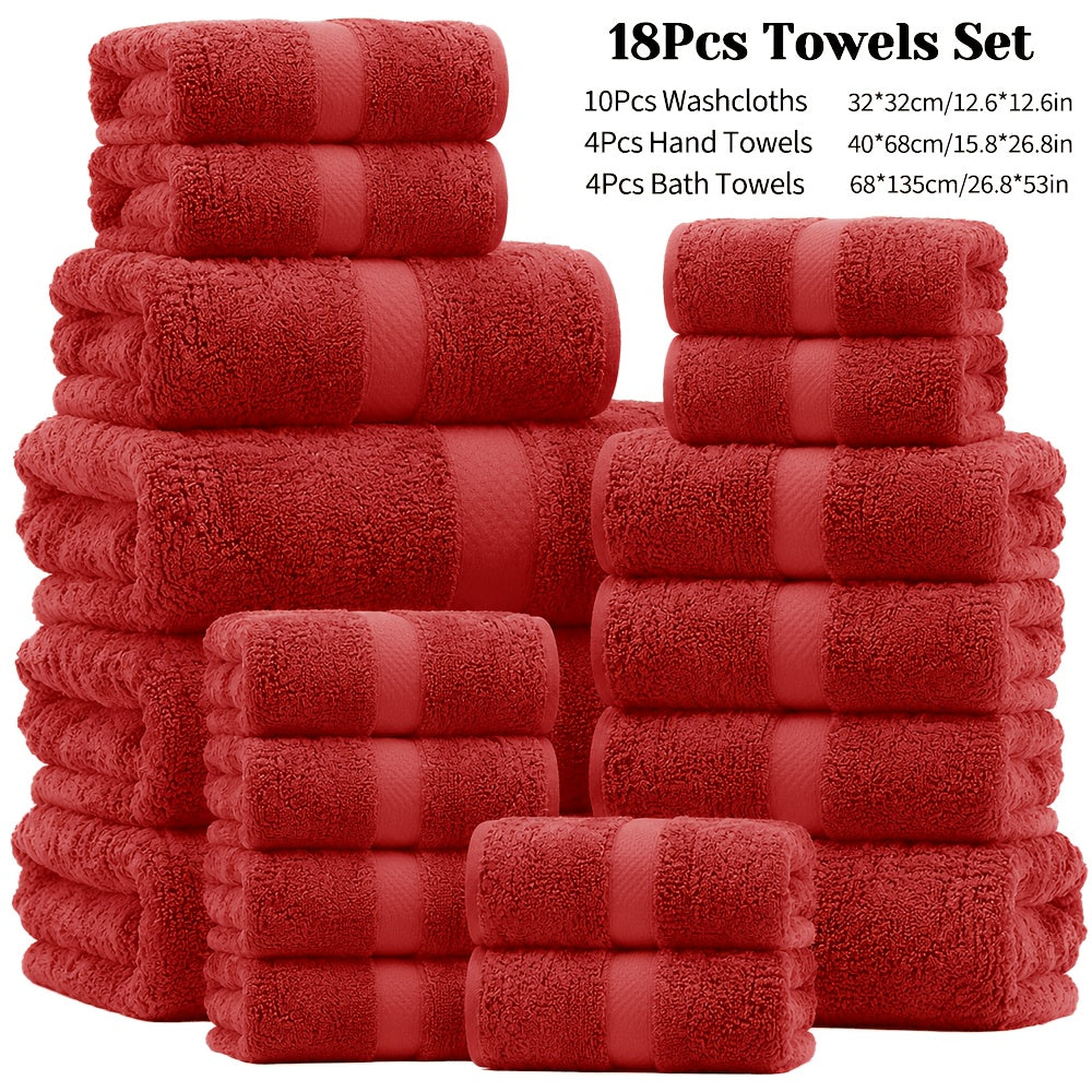 Bath Towel Set 450GSM Soft Absorbent - 12 16 18 Piece Cotton Blended Solid Color Bathroom Towels Set for Bath Hand Face | Hotel Spa Quality | Travel Shower Home | Multiple Colors & Sizes Available