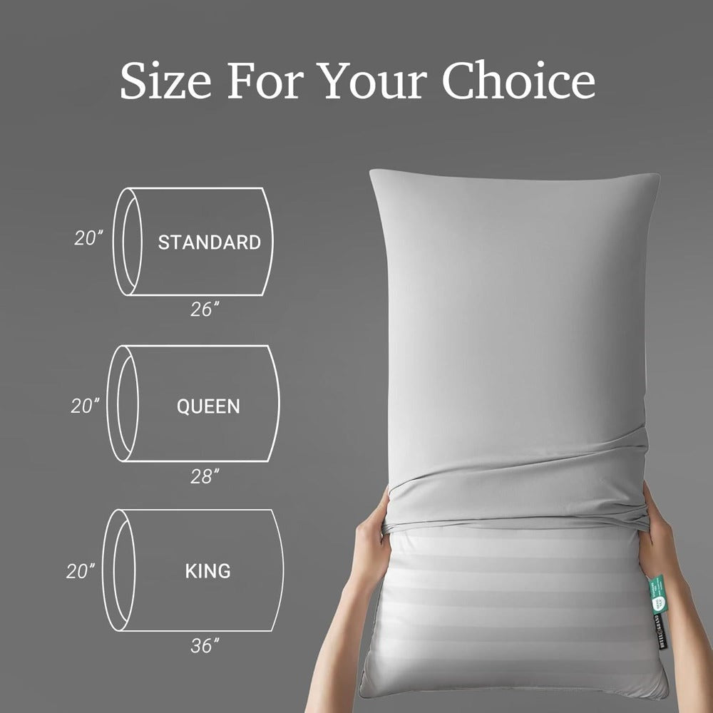 Hotel Collection Feather Down Bed Pillows Set of 2 ¨C 500 Thread Count 100% Cotton, Soft Hypoallergenic Queen King Standard Size Back Side Sleeper Pillow 2 Pack