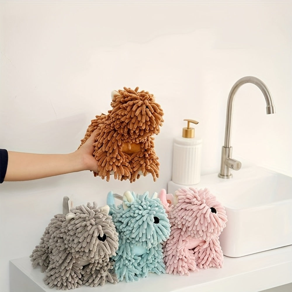 Cute Puppy Hand Towel Wall-Hanging Kitchen Bathroom Towel ¨C Soft Absorbent Cartoon Dog Decorative Cloth 150g/©O
