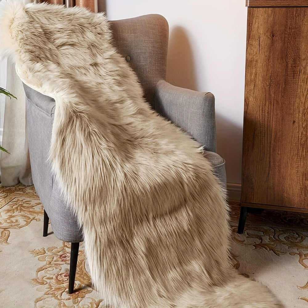 Soft Fluffy Wavy Area Rug Imitation Plush Carpet for Living Room Bedroom Modern Decorative Non-Slip Floor Mat Multi-Size Options