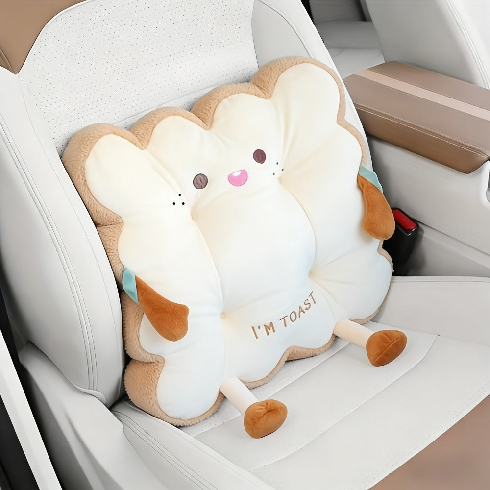 Kawaii Plush Toast Cushion Cute Bread Shaped Seat Pillow Funny Face Expression Soft Stuffed Food Pillow for Office Chair Car Sofa Bedroom Gift