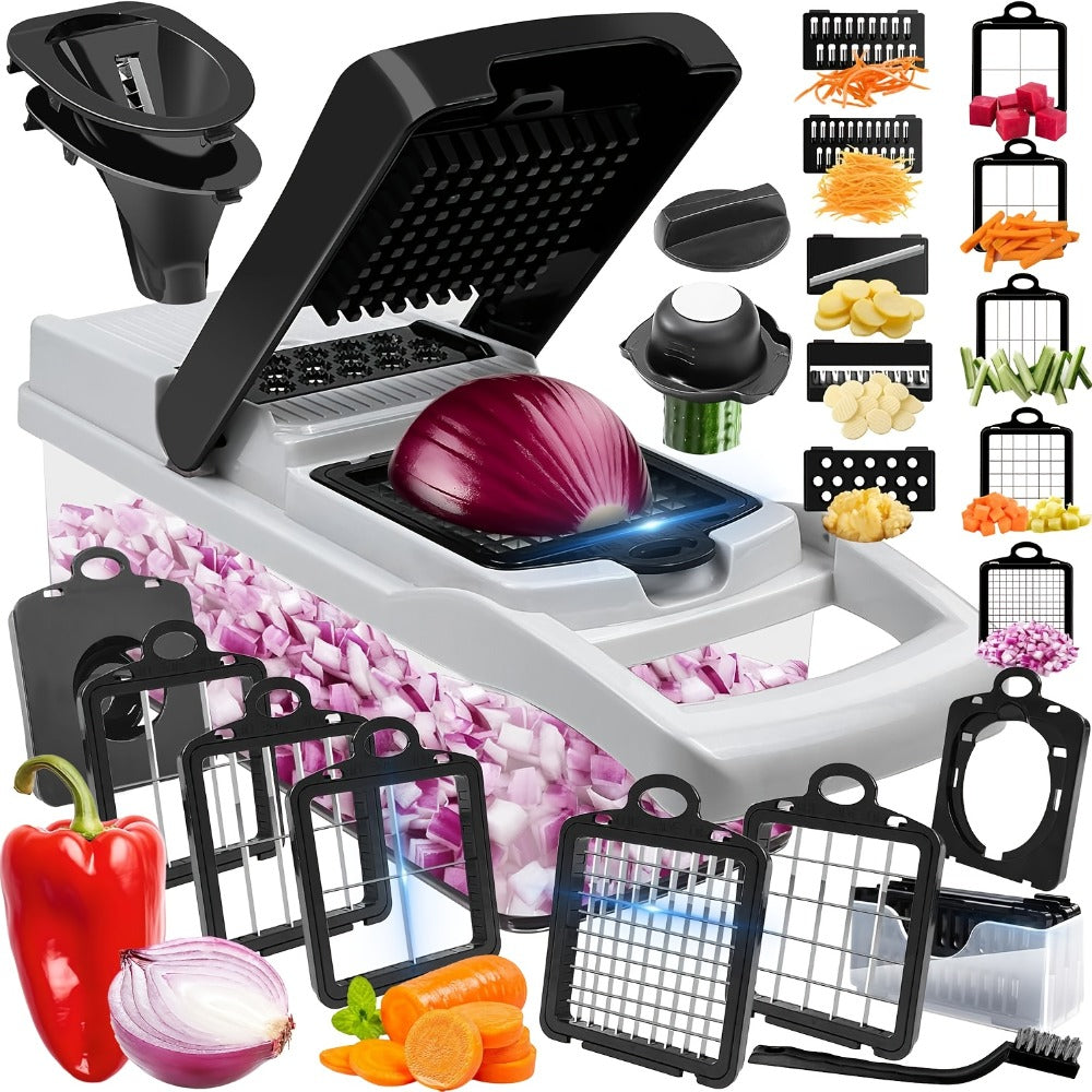 25-in-1 Vegetable Chopper & Food Chopper - Onion Cutter Mandoline Slicer with Container for Meal Prep Kitchen Gadget