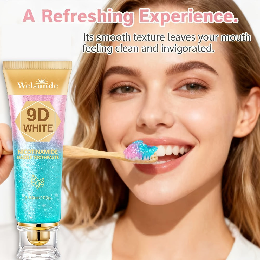 Niacinamide Toothpaste 9D Whitening Toothpaste for Stain Removal Fresh Breath Deep Cleansing Enamel Protection Minty Flavor Gentle on Gums Travel Size Oral Care for Women Men Daily Use