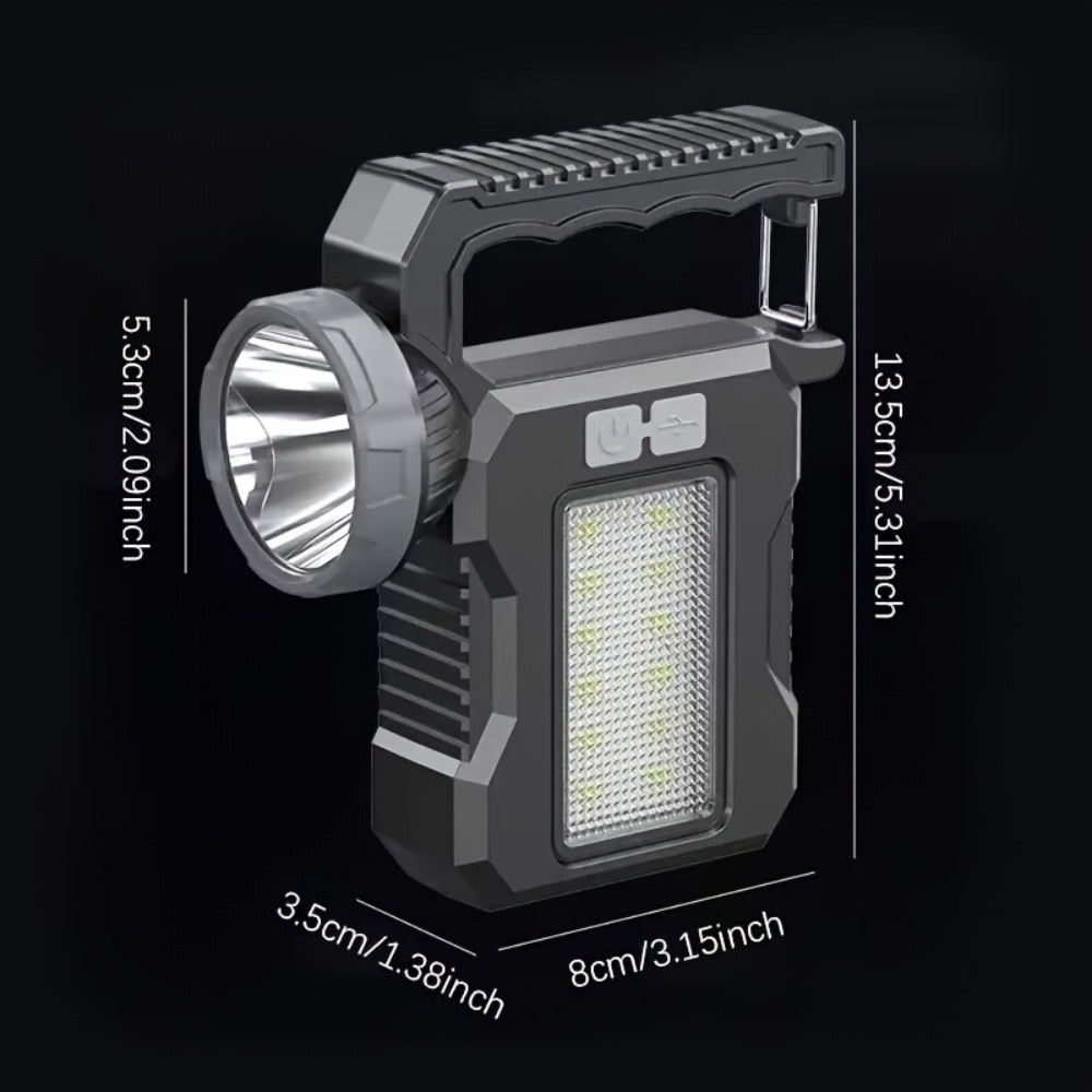 Solar Flashlight USB Rechargeable Ultra-Bright LED | 4 Lighting Modes Portable Solar Torch with Battery Indicator | Camping Hiking Emergency Night Fishing Outdoor Gift