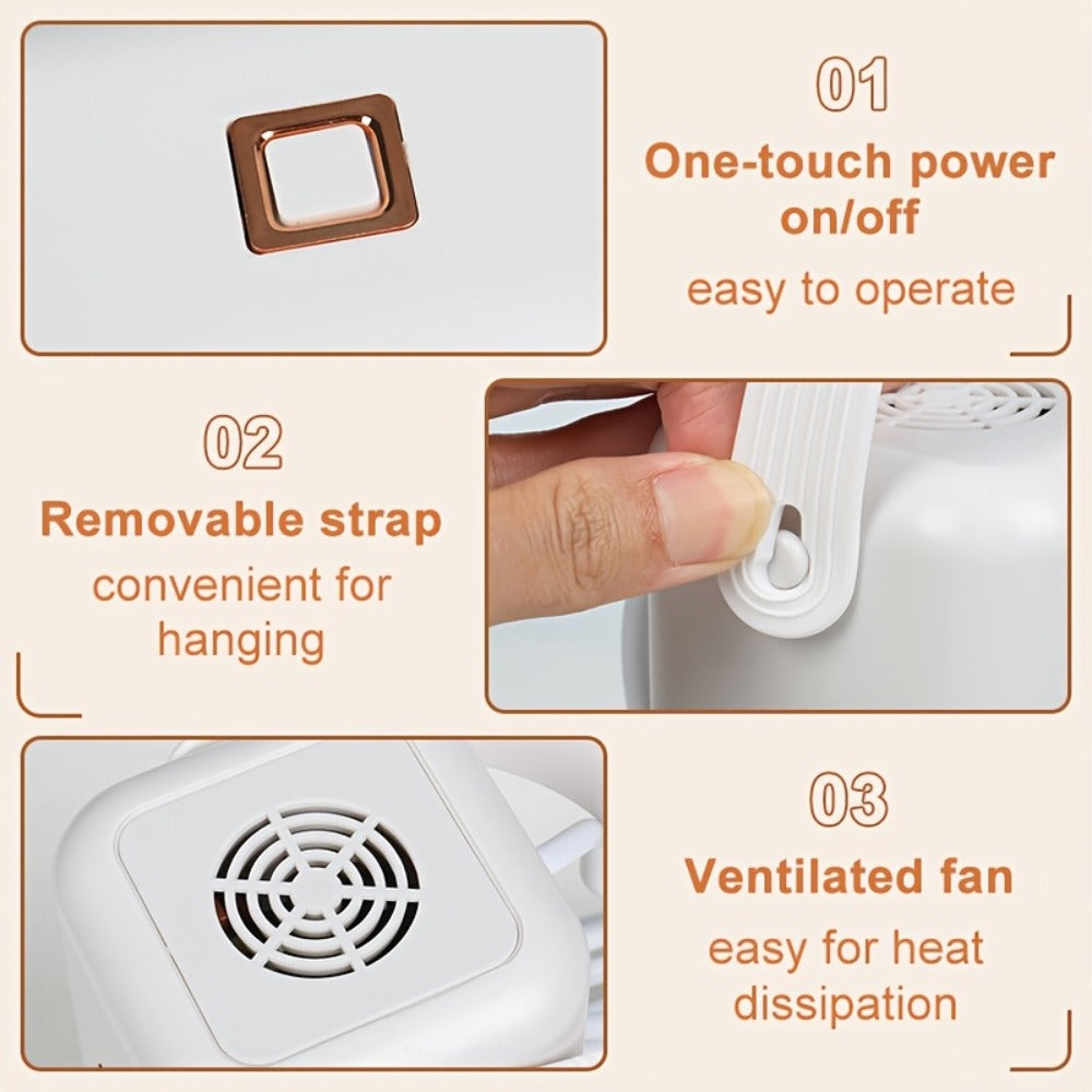 Foldable Portable Electric Clothes Dryer Compact Lightweight Travel Drying Machine for Apartments Dorms RVs Hotels Quick Dry Clothes White Gold Frame