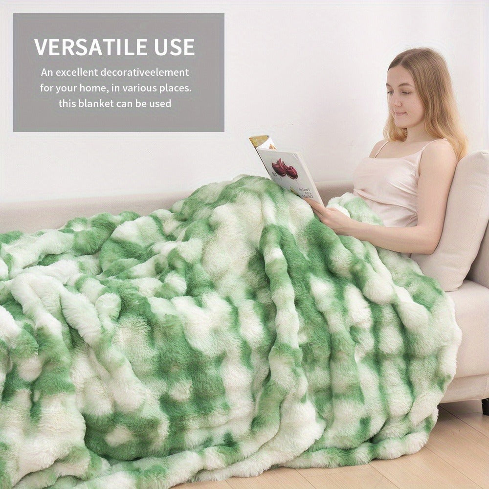 Faux Rabbit Fur Fluffy Blanket ¨C Thick Warm Soft Plush Throw for Bed & Living Room, Luxury Furry Blanket, 8 Colors, 4 Sizes
