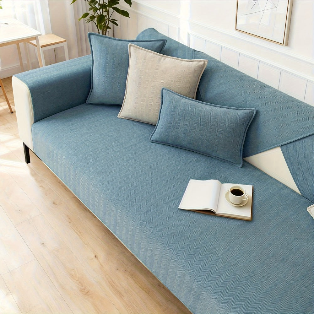 Chenille Ribbed Sofa Cover - Pet Friendly Non-Slip Machine Washable Soft Stretch Slipcover for 1-4 Seater Sectional Sofa Living Room Bedroom Office, 9 Colors